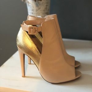 Blush & Gold Peep Toe Heels